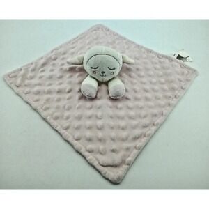 Pink Sleeping Lamb Lovey Security Blanket Textured Plush Baby Comfort Toy